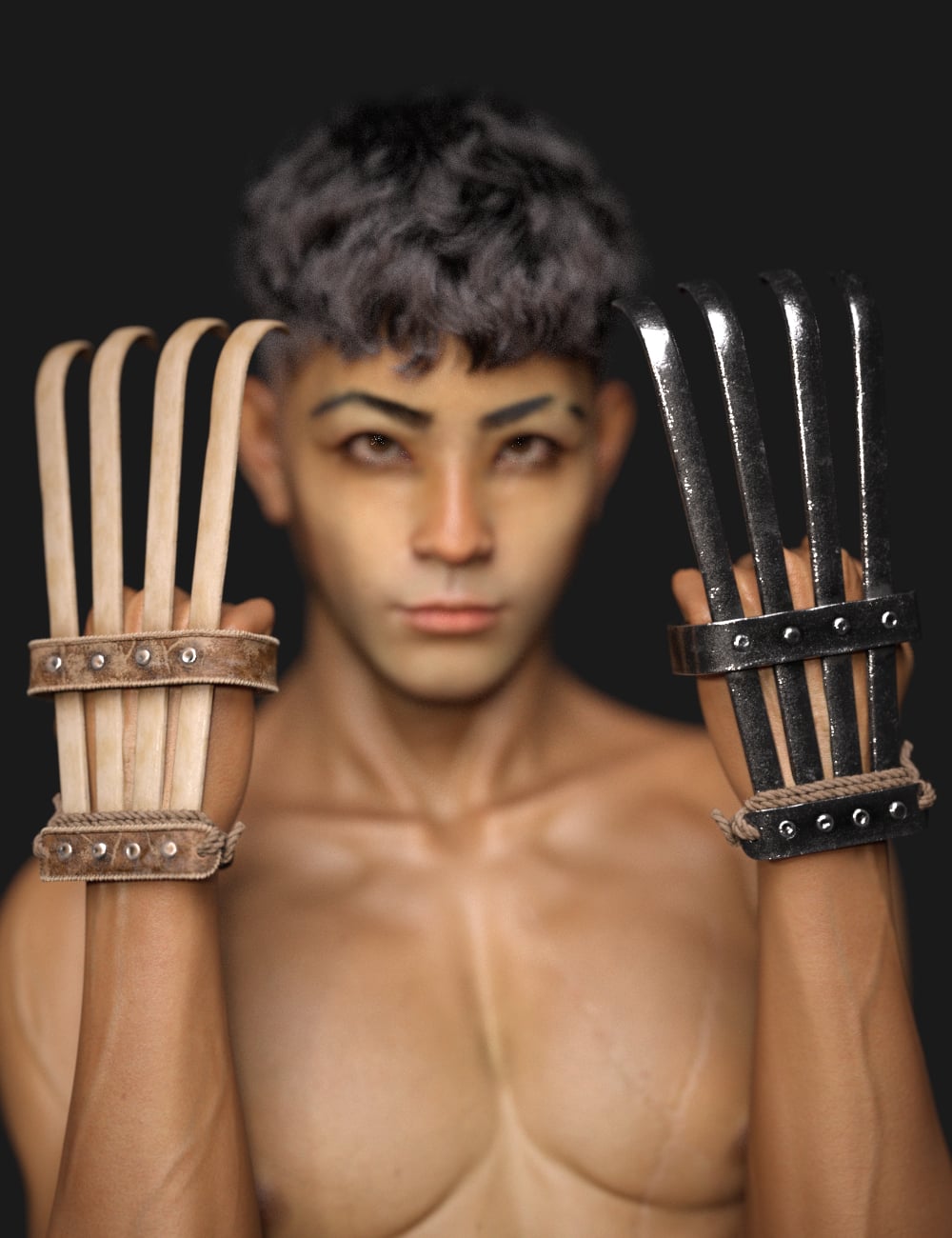 Tekko Kagi Ninja Claws for Genesis 9 by: URHD, 3D Models by Daz 3D