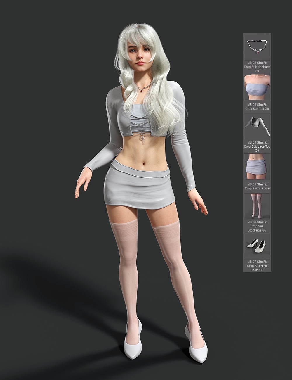 dForce MB Slim Fit Crop Suit for Genesis 9 Feminine by: Magic Brush, 3D Models by Daz 3D