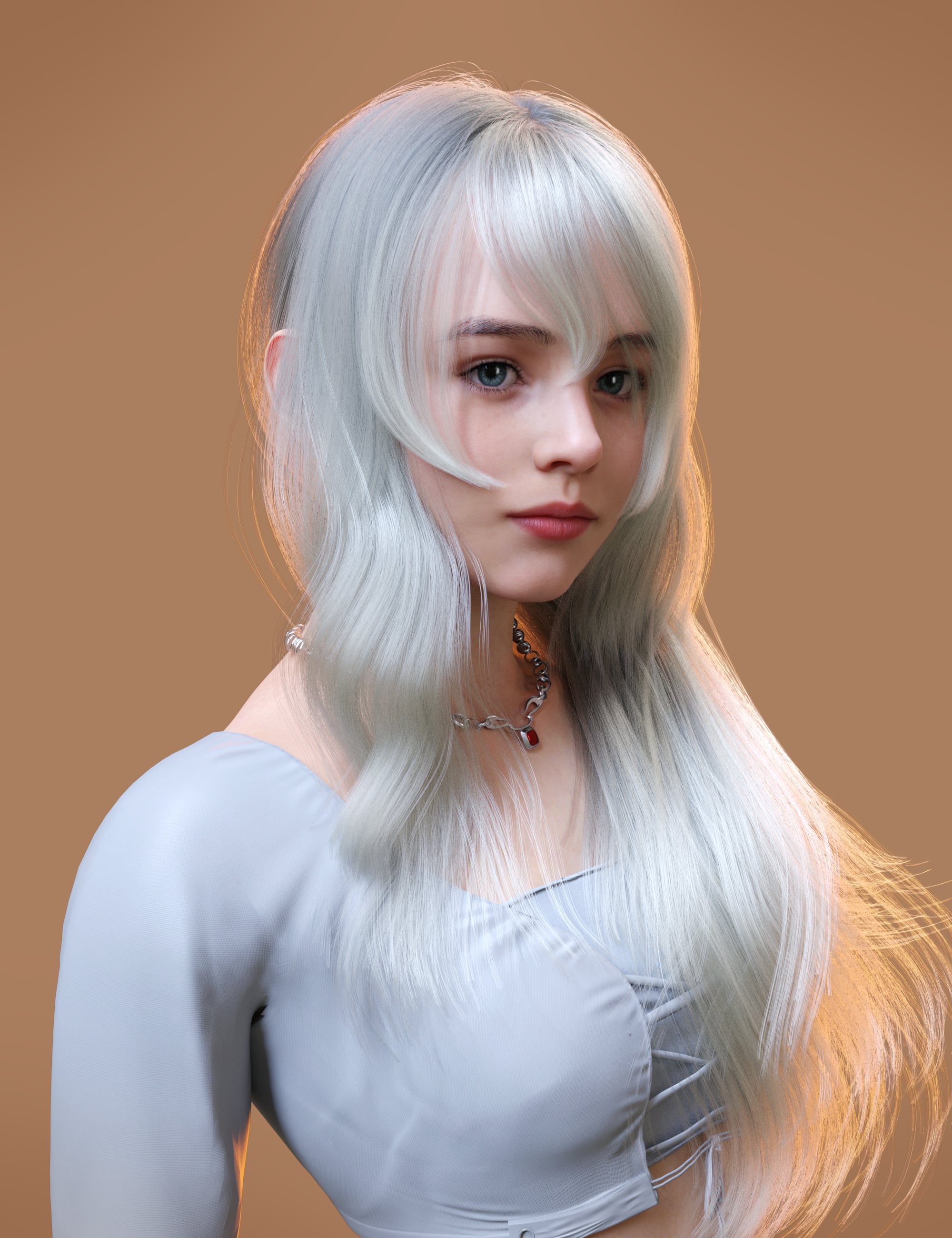 dForce Single Ponytail Hair for Genesis 9 by: Magic Brush, 3D Models by Daz 3D