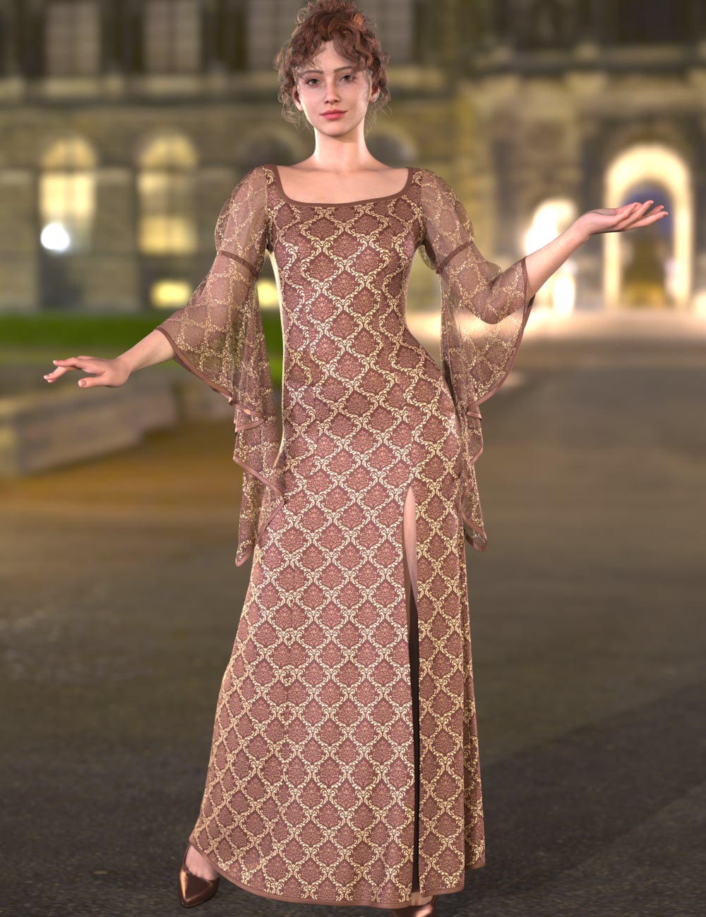 dForce LV Medieval Core Gown for Genesis 9 by: Leviathan, 3D Models by Daz 3D