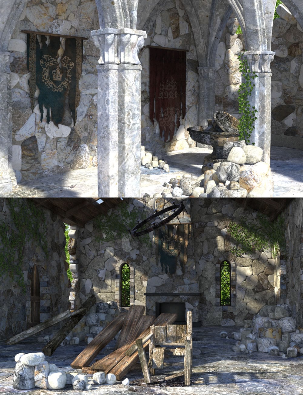 Castle Crumble Bundle by: SilvaAnt3d, 3D Models by Daz 3D