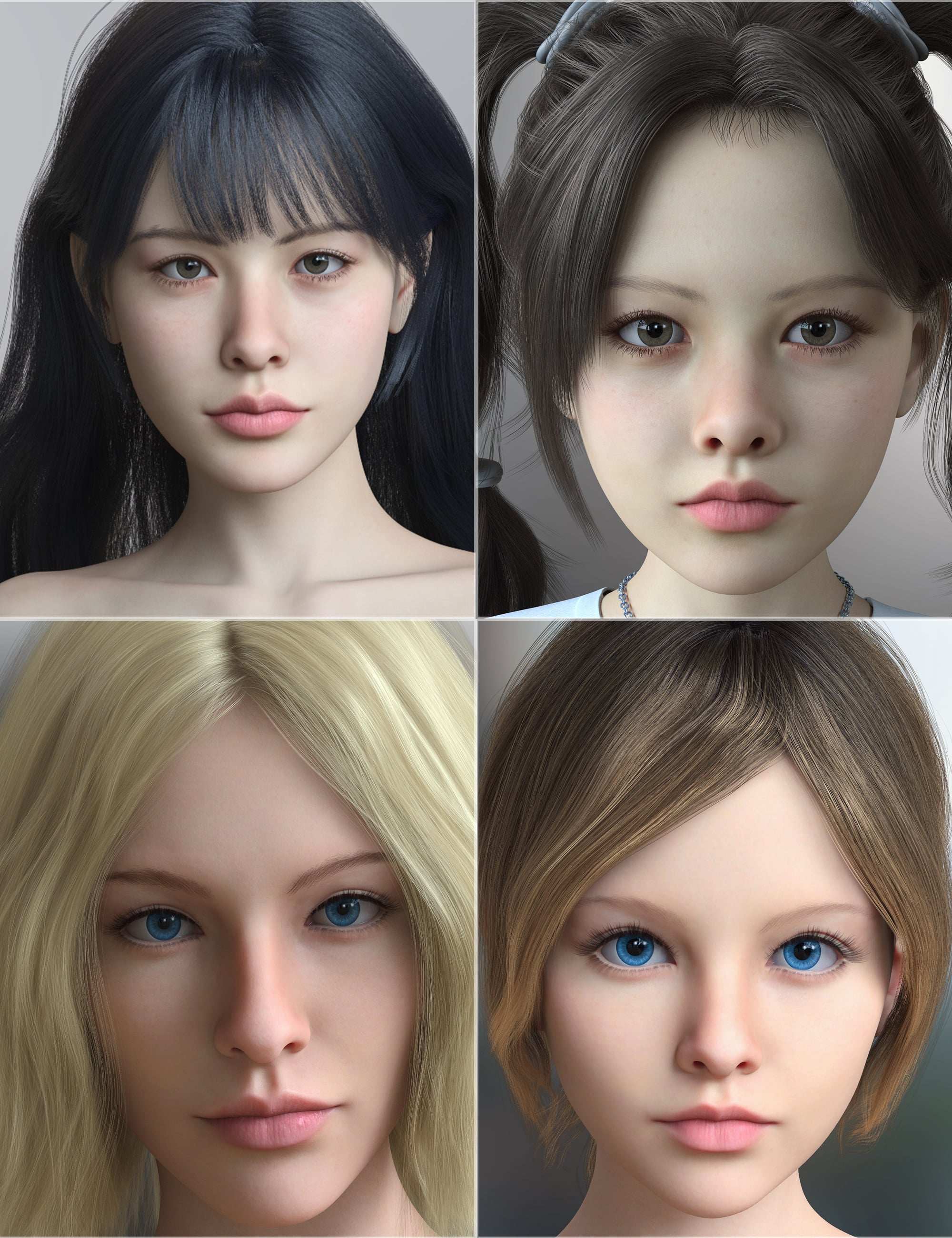 Vo Asu and Young, and Vo Nui and Young HD for Genesis 9 Character Bundle by: VOOTW, 3D Models by Daz 3D