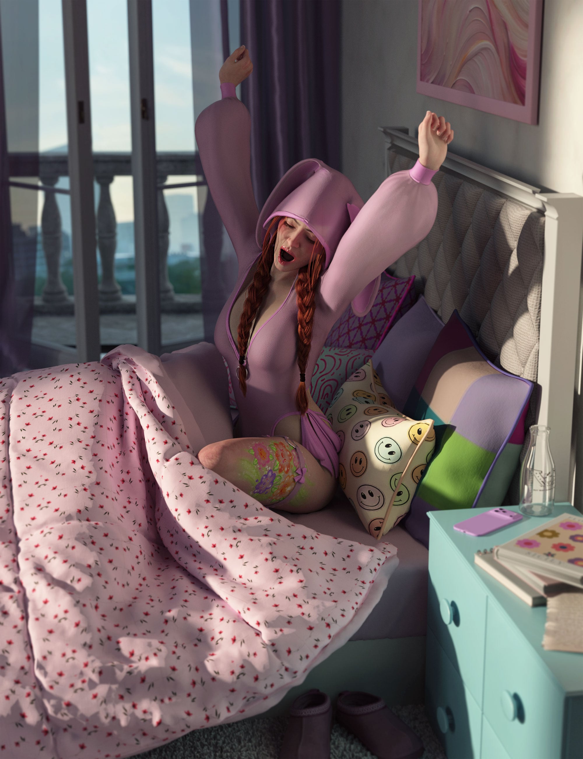 Morning Routine Poses for Genesis 9 Feminine by: 3D SugarCosmoXpression, 3D Models by Daz 3D