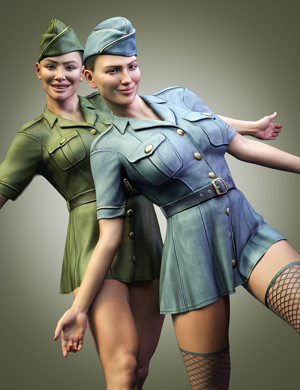 M3D dForce Military Pinup Outfit for Genesis 9 by: Matari3D, 3D Models by Daz 3D