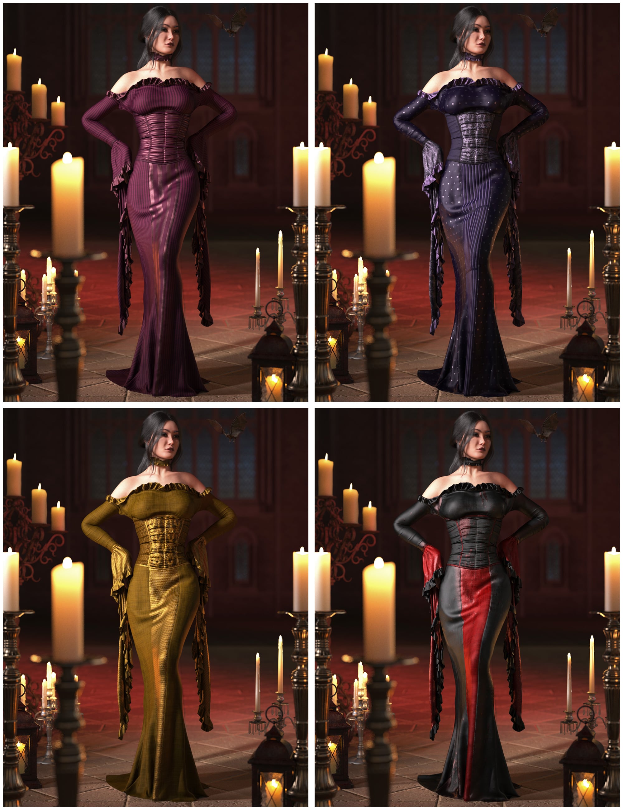 Fantasy Textures Addon for Vampire Style Gown for Genesis 9 by: outoftouch, 3D Models by Daz 3D