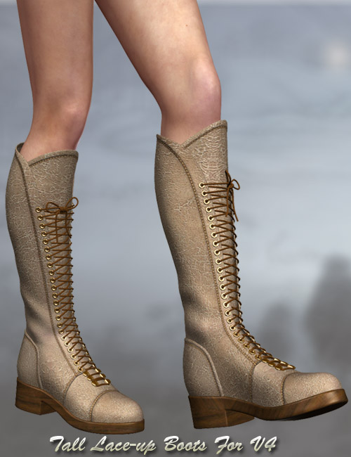 Tall Lace-up Boots For V4 by: dx30, 3D Models by Daz 3D