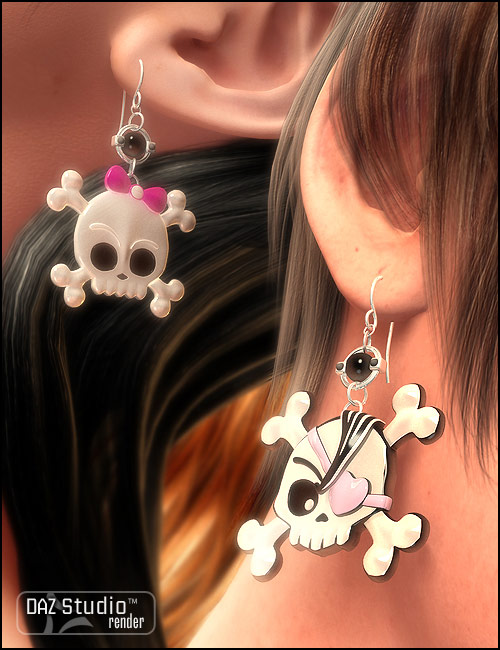 Just Earrings Cutey Skulls by: inception8, 3D Models by Daz 3D