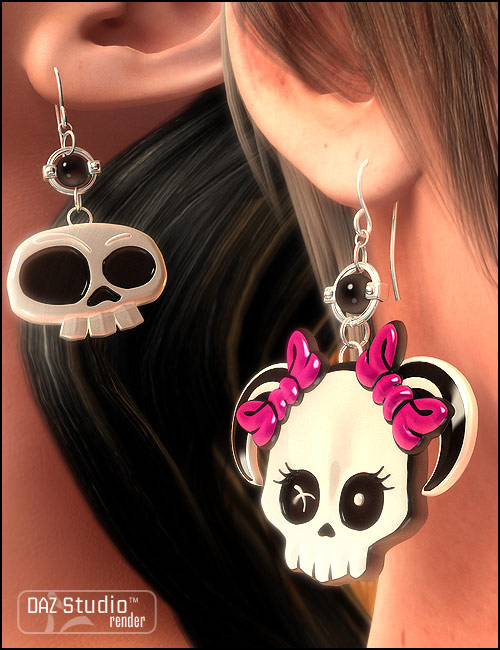 Just Earrings Cutey Skulls Just Earrings Cutey Skulls by: inception8, 3D Models by Daz 3D
