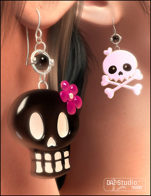 Just Earrings Cutey Skulls by: inception8, 3D Models by Daz 3D