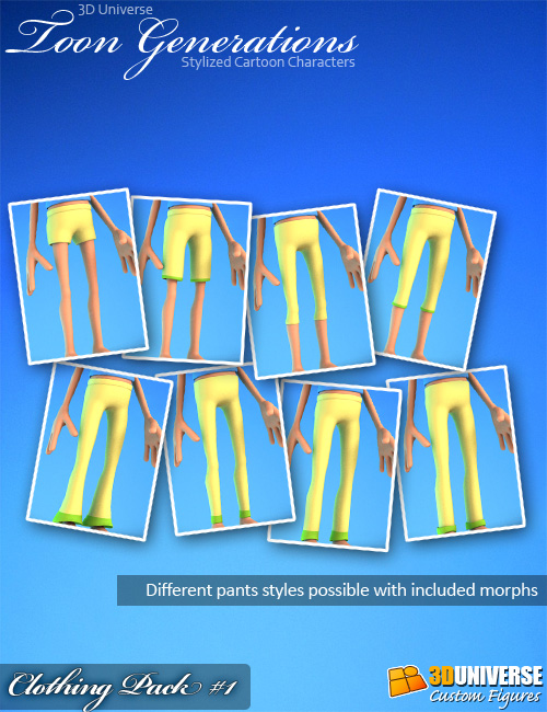 Toon Generations Clothing Pack 1 Toon Generations Clothing Pack 1 by: 3D Universe, 3D Models by Daz 3D