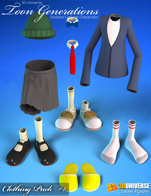Toon Generations Clothing Pack 2 by: 3D Universe, 3D Models by Daz 3D
