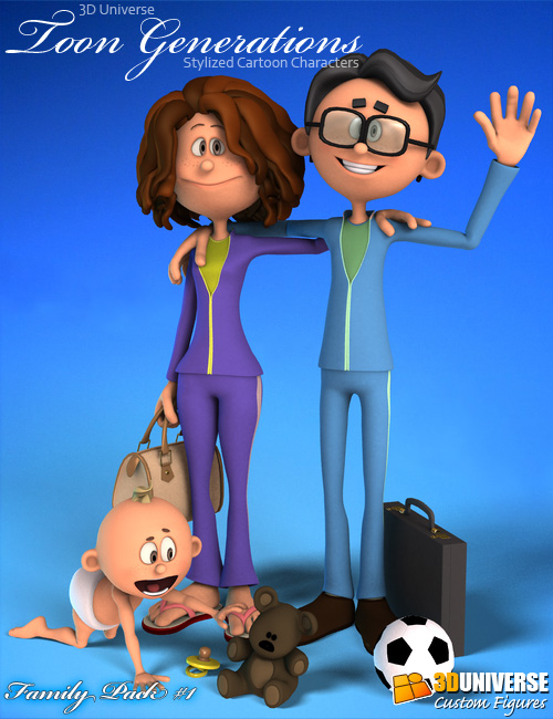 Toon Generations Family Pack 1 by: 3D Universe, 3D Models by Daz 3D