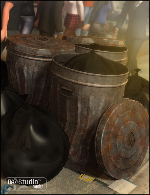 Garbage Cans by: Valandar, 3D Models by Daz 3D