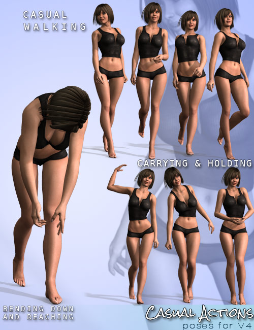 Casual Actions Poses for V4 by: ironman13, 3D Models by Daz 3D