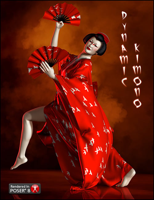 Dynamic Kimono for Poser by: DraagonStormOptiTex, 3D Models by Daz 3D