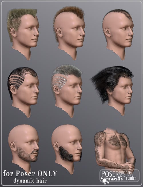 Real Men Hair Set for M4 by: smay, 3D Models by Daz 3D