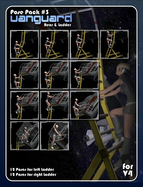 Vanguard Posepack 3 - Rear and Ladder V4 by: , 3D Models by Daz 3D