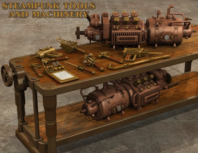 Steampunk Tools and Machinery by: Nightshift3D, 3D Models by Daz 3D