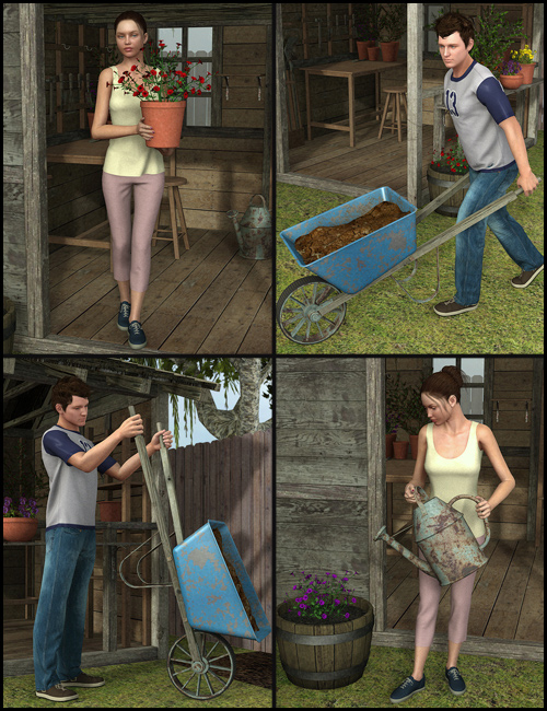 Garden Shed Poses by: Digiport, 3D Models by Daz 3D