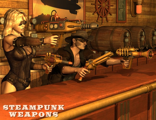 Steampunk Weapons Steampunk Weapons by: Nightshift3D, 3D Models by Daz 3D