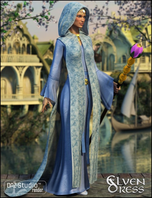 Elven Dress for Genesis by: Ravenhair, 3D Models by Daz 3D