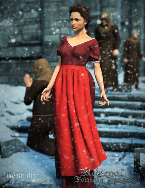 Medieval Female Peasant Clothing for Genesis by: Cute3D, 3D Models by Daz 3D