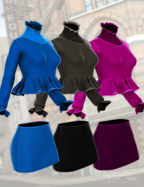 Lady Dress For Genesis by: Cute3D, 3D Models by Daz 3D