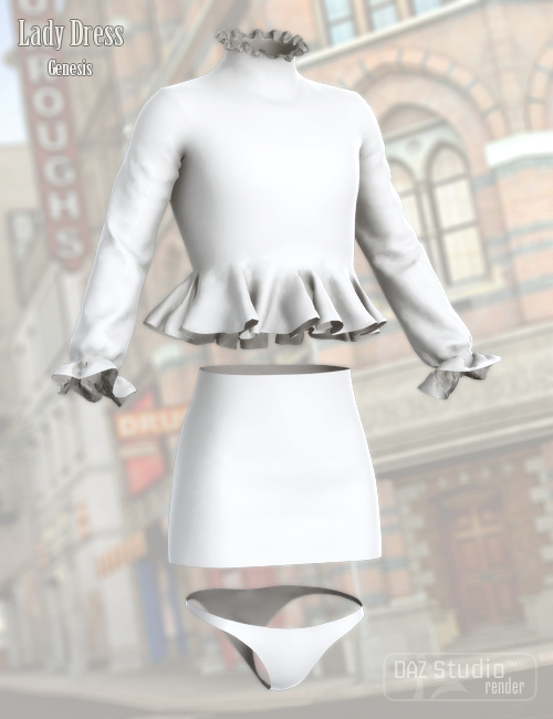 Lady Dress For Genesis by: Cute3D, 3D Models by Daz 3D