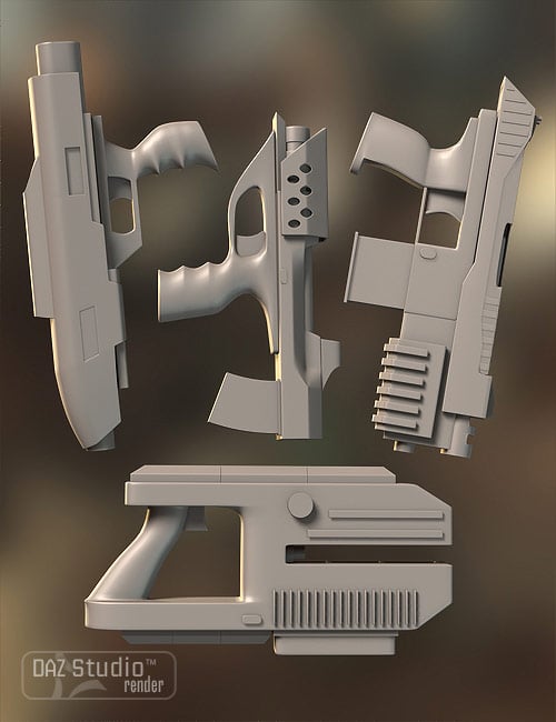 Science Fiction Pistols by: Valandar, 3D Models by Daz 3D