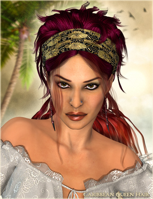 Caribbean Queen Hair by: Valea, 3D Models by Daz 3D