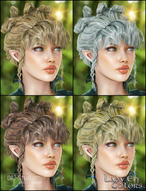Colors for Lady Elf Hair by: goldtassel, 3D Models by Daz 3D