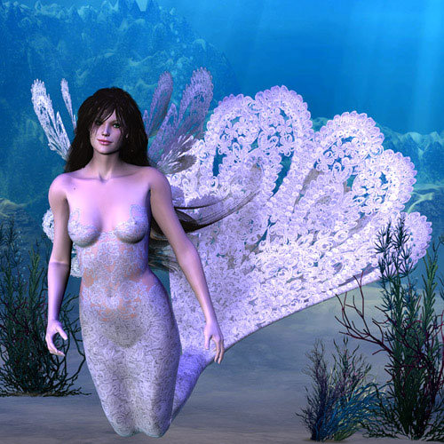 Sea Sirens Textures for V3 Mermaid Tail by: Lisa's Botanicals, 3D Models by Daz 3D