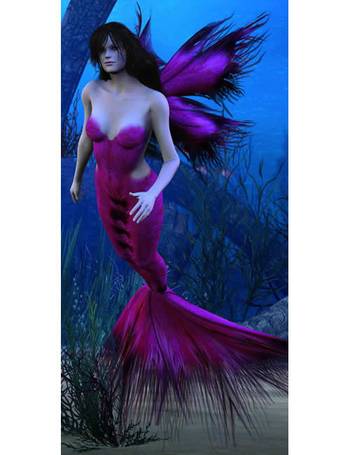 Sea Sirens Textures for V3 Mermaid Tail by: Lisa's Botanicals, 3D Models by Daz 3D