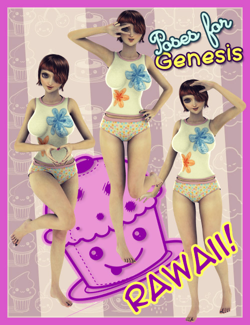 Rawaii Poses for Genesis by: Val3dart, 3D Models by Daz 3D