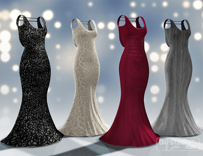 Genesis Evening Gown Textures by: Sarsa, 3D Models by Daz 3D