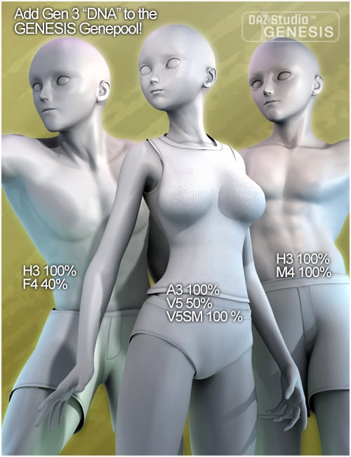 A3 and H3 Shapes for Genesis by: , 3D Models by Daz 3D
