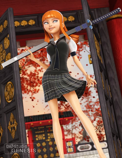 Anime School Girl Uniform by: Barbara BrundonSarsa, 3D Models by Daz 3D