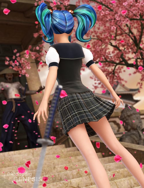 Anime School Girl Uniform by: Barbara BrundonSarsa, 3D Models by Daz 3D