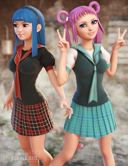 Anime School Girl Textures by: Sarsa, 3D Models by Daz 3D
