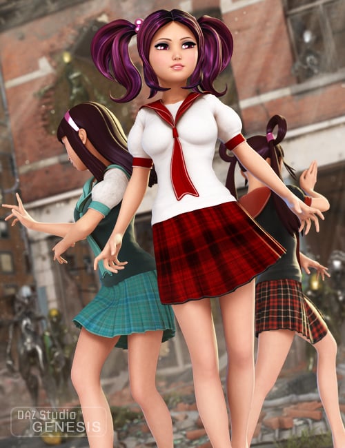 Anime School Girl Textures by: Sarsa, 3D Models by Daz 3D