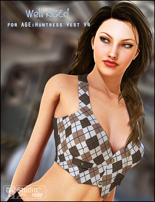 Well AGEd Huntress Vest for V4 by: bucketload3d, 3D Models by Daz 3D