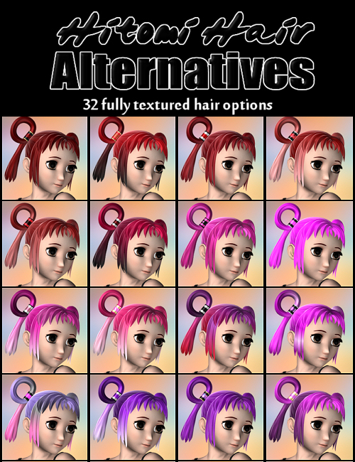 Hitomi Hair Alternatives by: IDG DesignsDestinysGarden, 3D Models by Daz 3D