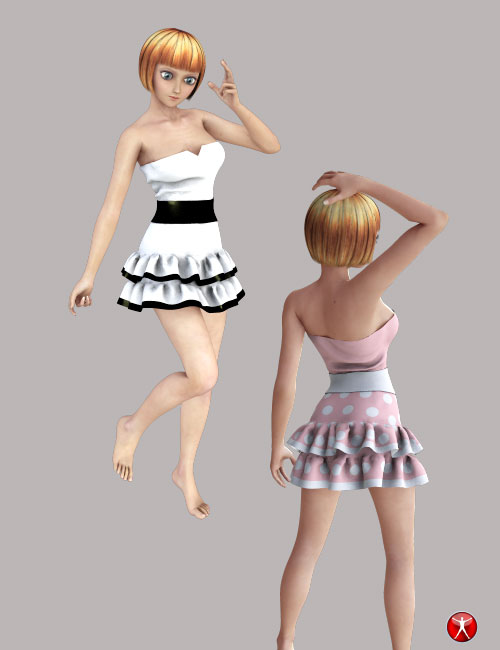 Dynamic Bottom Ruffle Skirt by: Cute3D, 3D Models by Daz 3D