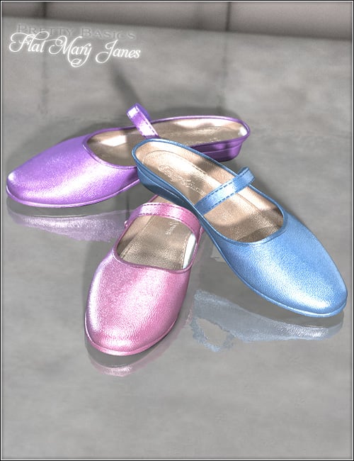 Pretty Basics Flat Mary Janes by: Valea, 3D Models by Daz 3D