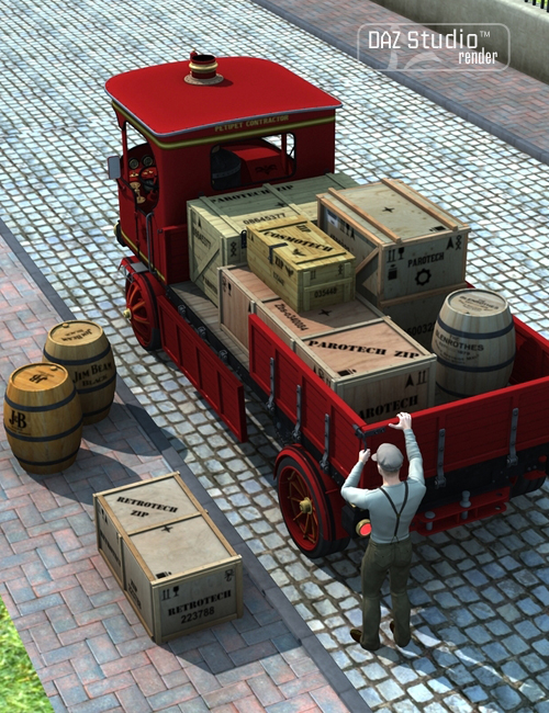 Steam Truck Red Bizon by: petipet, 3D Models by Daz 3D