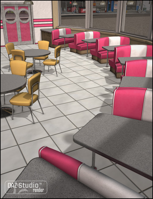 Moonlit Moonshine's Diner Interior Bubblegum by: Sarsa, 3D Models by Daz 3D
