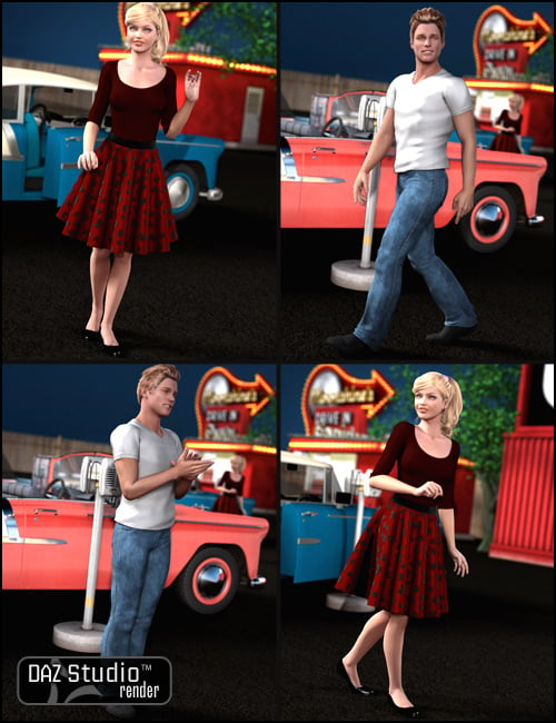Moonshine's Drive-In Poses by: Digiport, 3D Models by Daz 3D