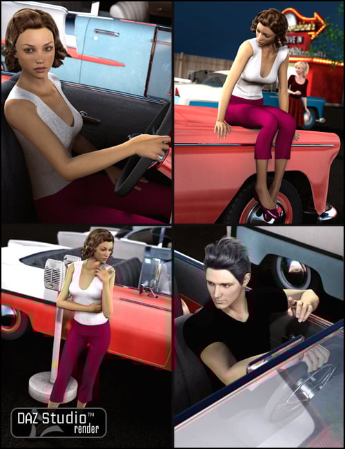 Moonshine's Drive-In Poses Moonshine's Drive-In Poses by: Digiport, 3D Models by Daz 3D