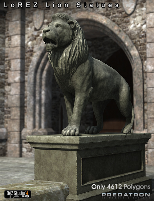 LoREZ Lion Statues by: Predatron, 3D Models by Daz 3D