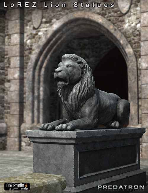 LoREZ Lion Statues by: Predatron, 3D Models by Daz 3D